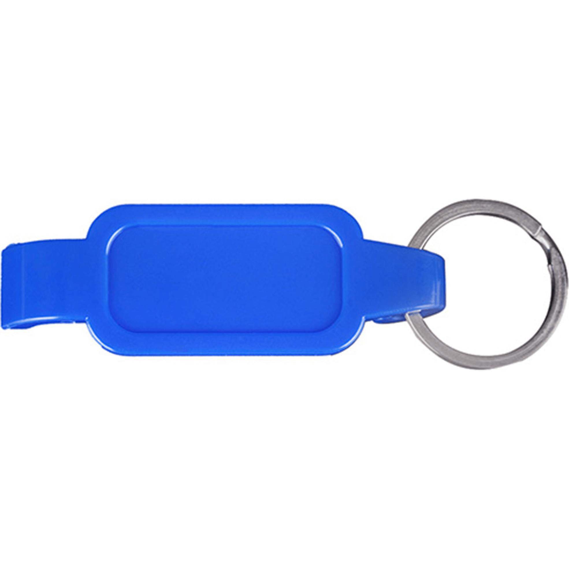 帶金屬開口環鑰匙扣的藍色開瓶器