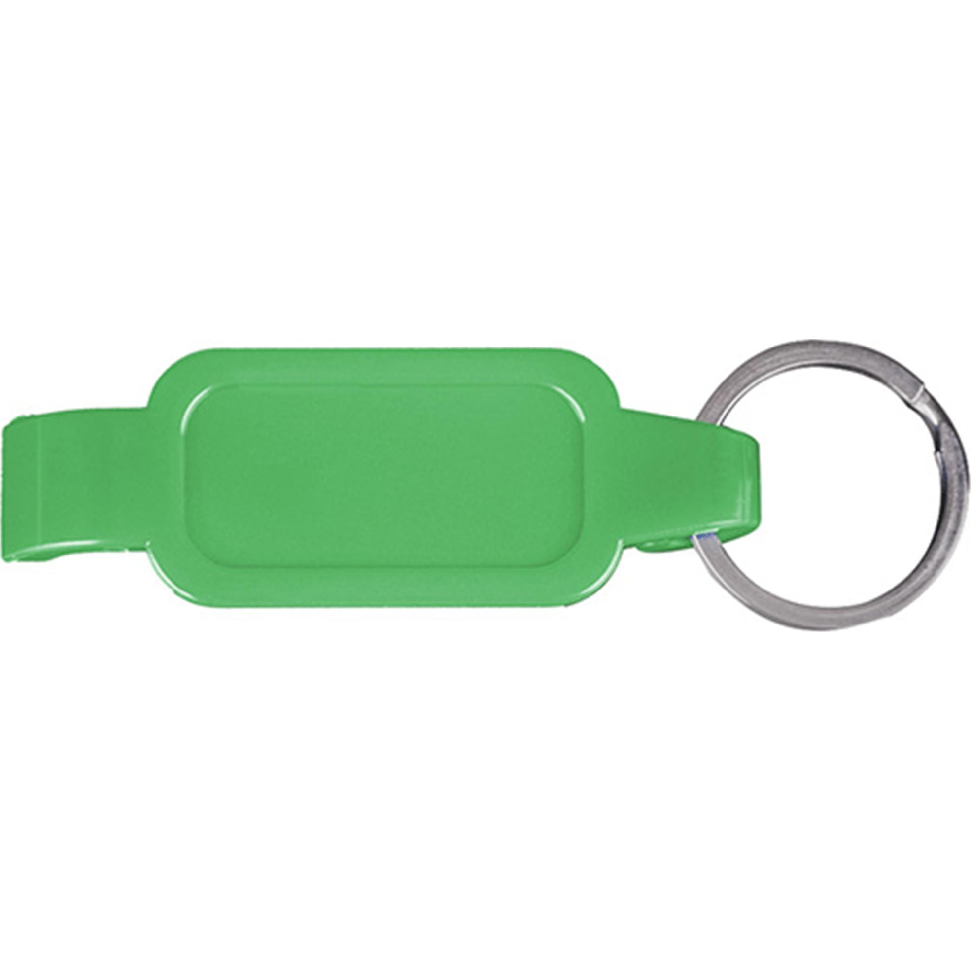 帶金屬開口環鑰匙扣的綠色開瓶器