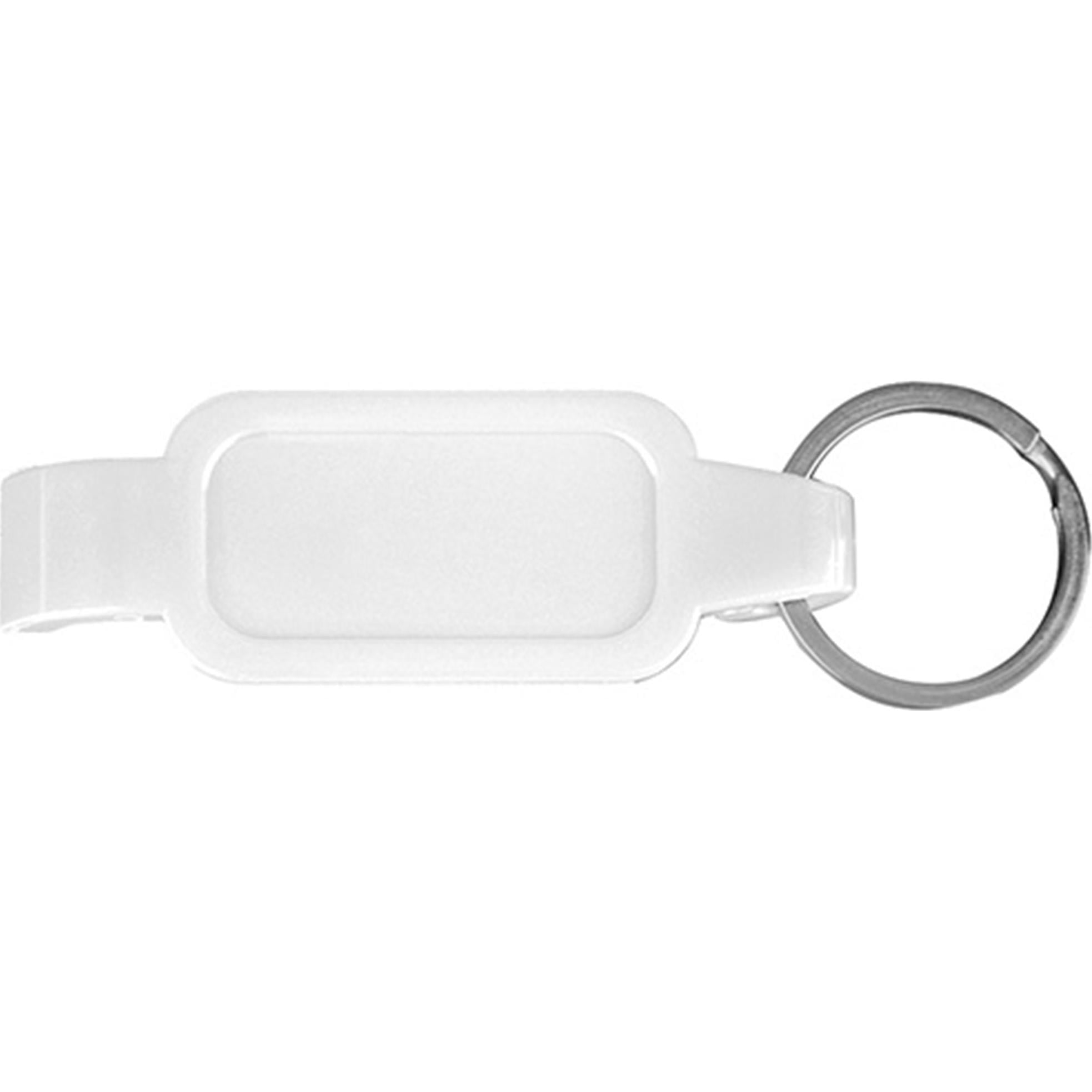白色開瓶器配金屬開口環鑰匙扣