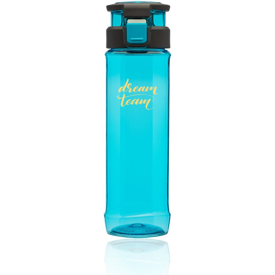 帶翻蓋和手柄的淺藍色 Gaia 塑料水瓶