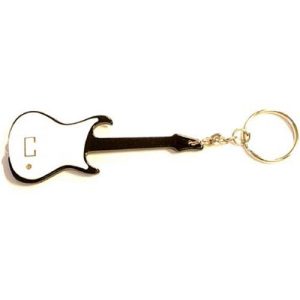 金屬黑色/白色吉他形狀 LED 開瓶器鑰匙扣