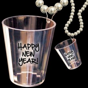銀色 / 透明新年快樂玻璃珠項鍊