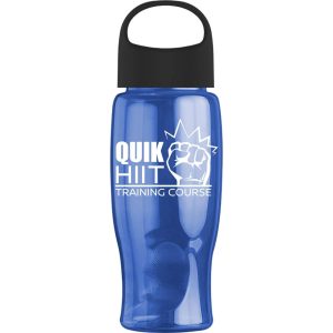 Transparent Blue Poly-Pure Bottle with Oval Crest Lid
