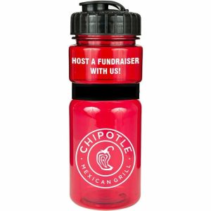 Translucent Red Sportster Bottle with Silicone Gripper Band and Flip Top Lid