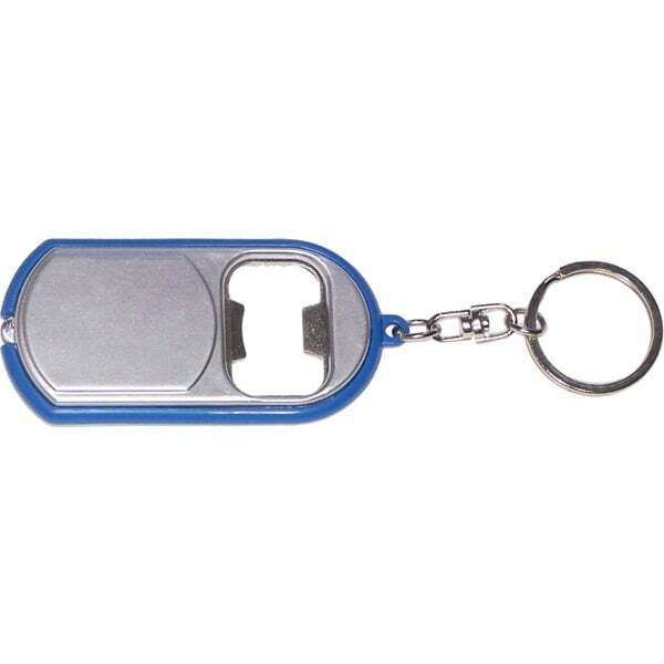 銀色/藍色超薄手電筒鑰匙扣帶開瓶器