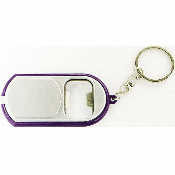 銀色/紫色超薄手電筒鑰匙扣帶開瓶器
