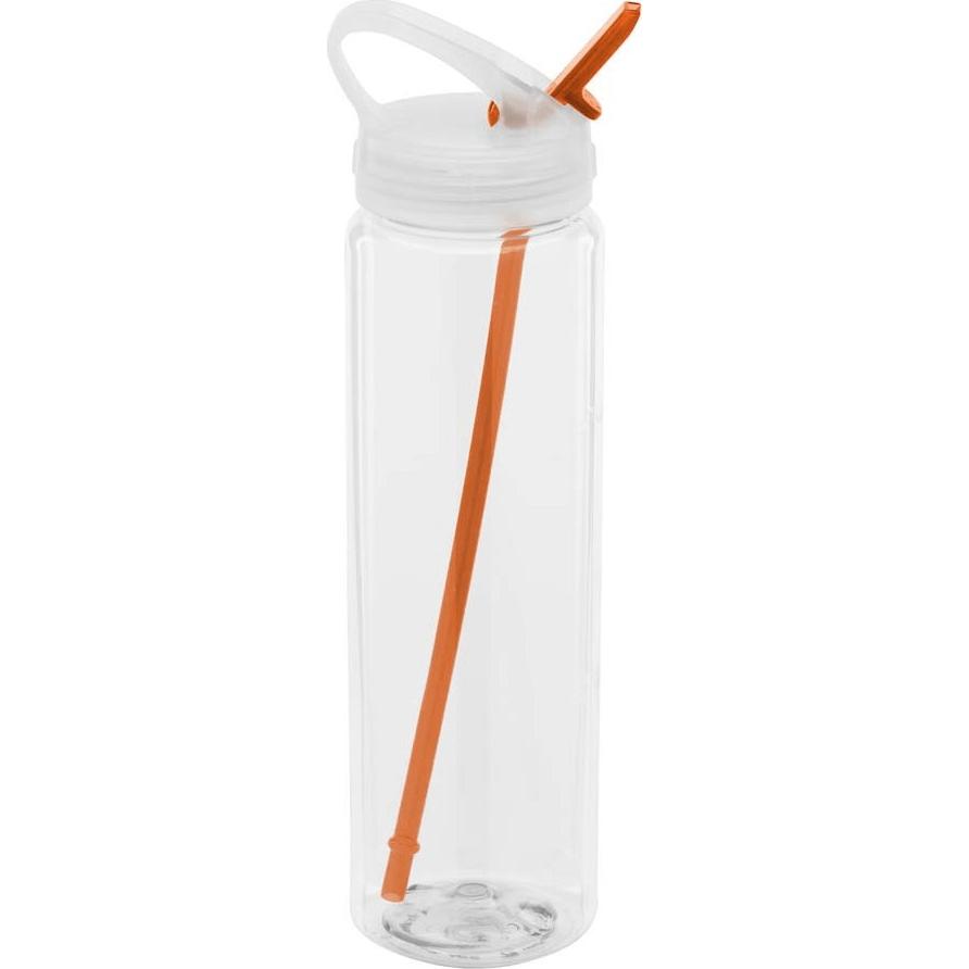 透明/橙色水瓶，帶翻蓋式噴嘴