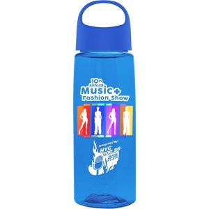 Transparent Blue Flair Bottle with Oval Crest Lid