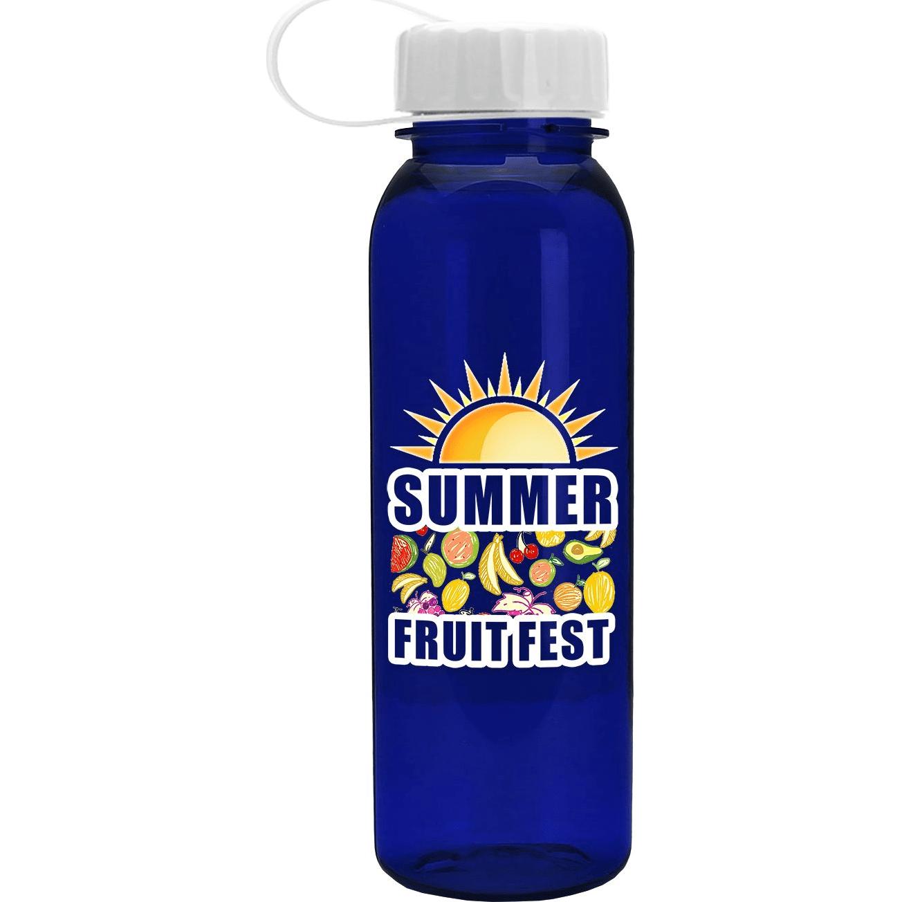 Transparent Navy Blue Poly-Pure Mountain Bottle with Tethered Lid