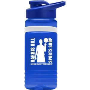 Transparent Blue UpCycle RPET Bottle with Drink Thru Lid